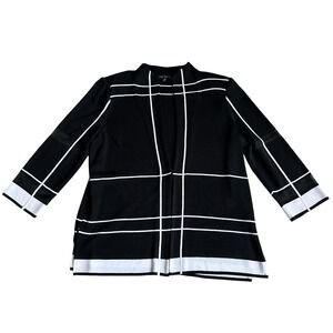 Ming Wang Window Pane Jacket Womens M Black White Classic Casual Office Business